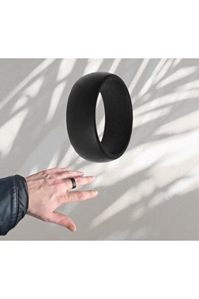 ZETOTO Paslanmaz Çelik Düz Siyah Alyans Yüzük
