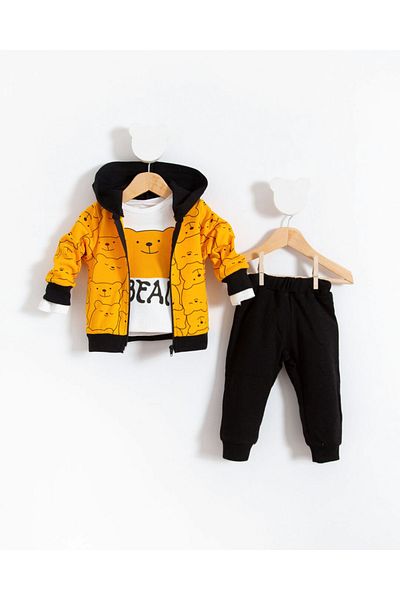 Bubito Hello Bears Patterned 3-Piece Baby Set