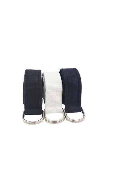 Anatolia Unisex 3-Piece Black White Navy Blue D Buckle Nickel Ring Woven Tactical Sport Canvas Cloth Denim Belt