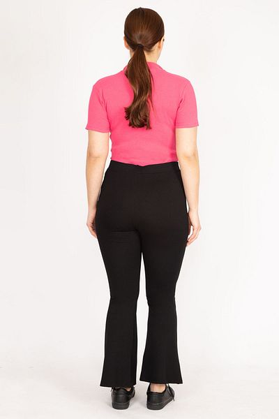 Şans Pantaloni negri pentru femei, cu fermoar, cu adunare detaliată, 65n36040