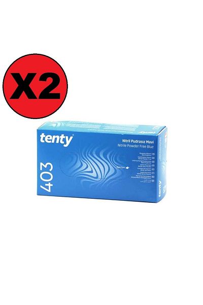 Tenty 403 Nitrile Powder-Free Blue Examination Gloves 2 Packs of 100 (2*100) Large (l)