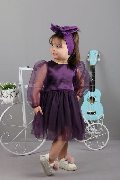 Bubito Sweet Girl Dress with Bandana-purple