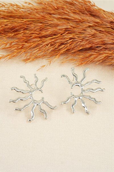 By Zeyna Aksesuar Women's Special Design 4 Cm Sun Figured Earrings