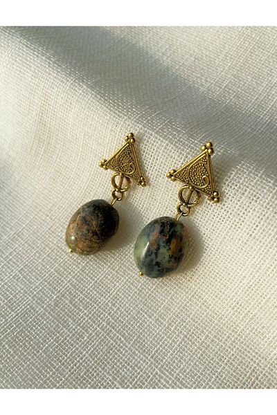 dela otantik Natural Rhinestone Dangle Oval Women's Earrings Handmade Authentic Ethnic Bohemian Bijouterie Jewelry Women Earrings