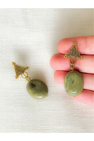 dela otantik Natural Rhinestone Dangle Oval Women's Earrings Handmade Authentic Ethnic Bohemian Bijouterie Jewelry Women Earrings