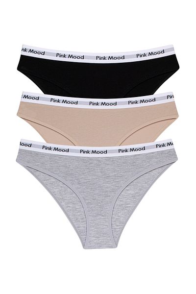 pink mood Cotton Panties with Elastic Waistband, Pack of 3