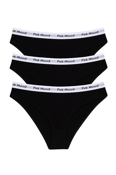 pink mood Chiloți din bumbac cu bandă elastică în talie, pachet de 3