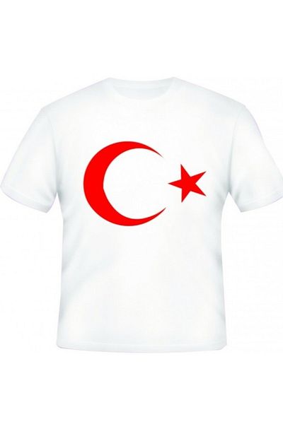 TONTİŞLER BEBEK VE ÇOCUK GİYİM White Short Sleeve Crescent Star T-Shirt (5-6-7-8-9-10-11-12-13-14-15) Age