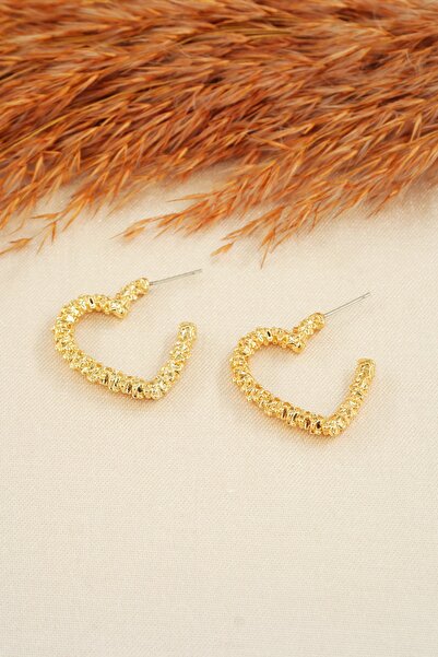 By Zeyna Aksesuar Women's Big Heart Figured Earrings