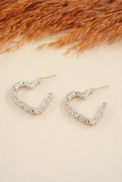 By Zeyna Aksesuar Big Heart Figured Women's Earrings