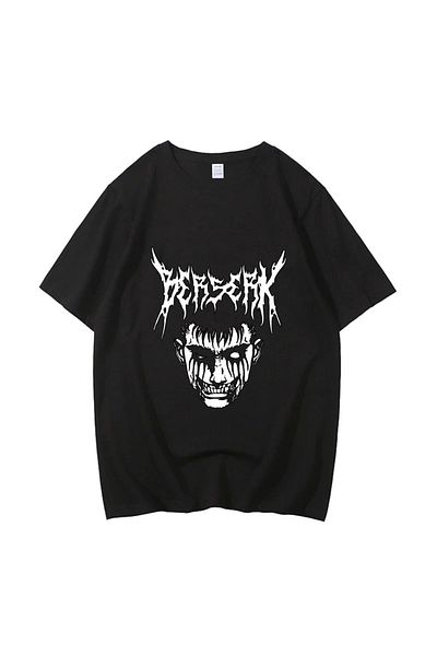 Gofeel Berserk Patterned Black Color Harajuku Oversize Unisex T-Shirt