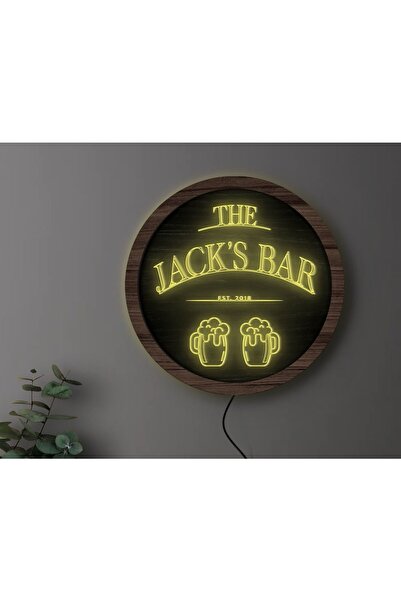 Bk Gift Kişiye Özel Led Işıklı Yuvarlak Bar Tabelası, Işıklı Tabela, Bar Deko...