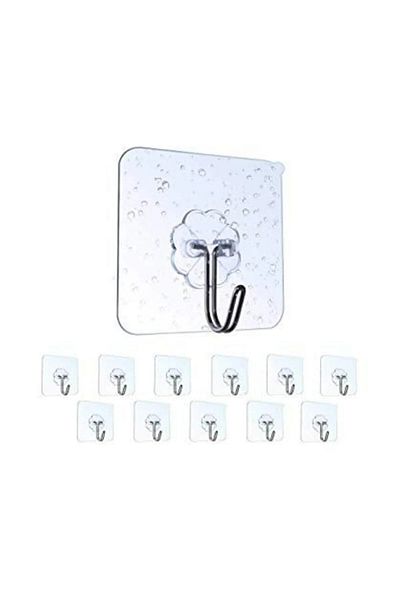 Bayev 12 Pieces Single Transparent Strong Wall Hanger Adhesive Suction Cup Hooks Kitchen Bathroom Hanger