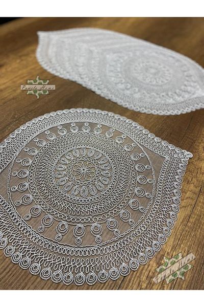 by ballı biocotton Kordone Embroidered Luxury 6-Piece Charger 40cm Stylish Design Modern Charger Set