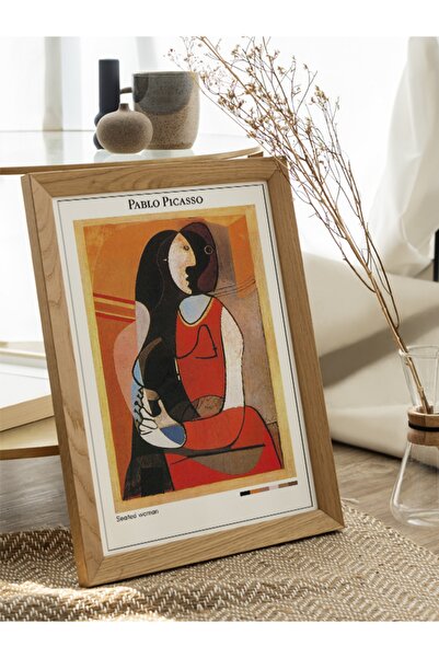 Mudi Store Pablo Picasso Seated Woman Poster Çerçevesiz Sanatsal Ünlü Ressam Duvar Tablo Poster