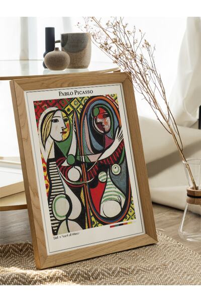 Mudi Store Pablo Picasso Girl In Front Of Mirror Poster Çerçevesiz Sanatsal Ünlü Ressam Duvar Tablo Poster