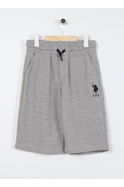 U.S. Polo Assn. Σορτς για αγόρια με δεμένη μέση, στάνταρ γκρι μελανζέ Gunderı...