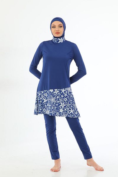 Elif Okur Indigo Hijab Swimsuit - Full Covered, Model 7160