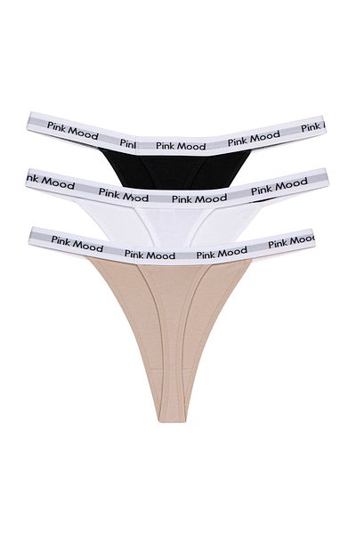 pink mood Pack of 3 Tape Rubber Thongs