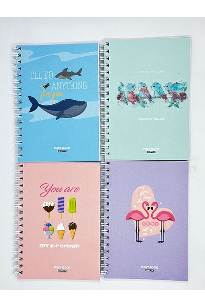 Gıpta Post-book A6 Cardboard Cover Spiral Notebook, 7 Different Patterns 1 Piece
