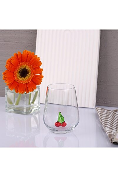 ADAMODART Single Water Glass with Cherry Glass Figure