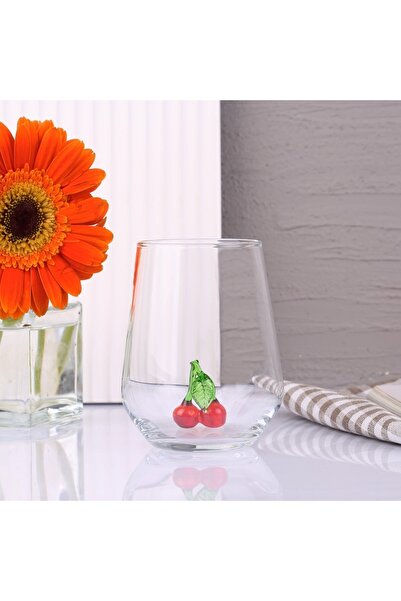ADAMODART Single Water Glass with Cherry Glass Figure