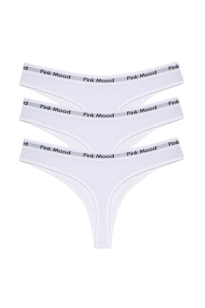 pink mood Tanga din bumbac cu bandă elastică în talie, pachet de 3