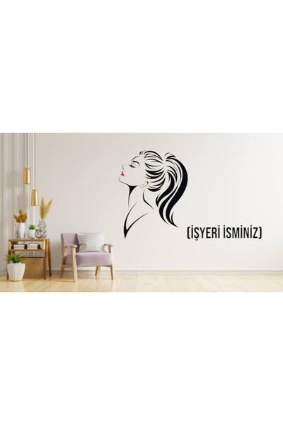 EYBA STİCKER Saçı Bağlı Kuaförü Güzellik Salonu Güzel Kadın Sticker Cam Işyer...