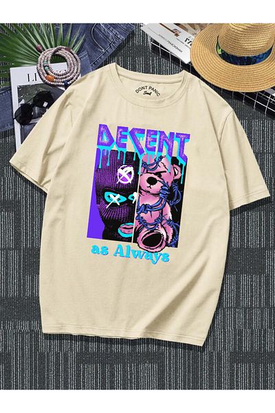 DEEPSENCE Μπλουζάκι Unisex Oversize Alvays Μπροστινή στάμπα Κρεμ Χρώμα