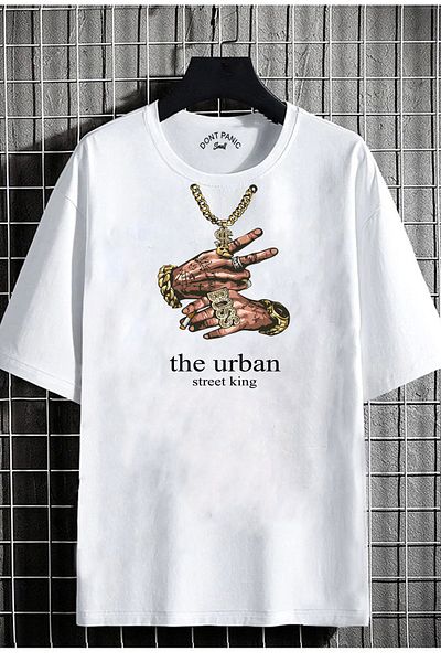 DEEPSENCE Μπλουζάκι Unisex Oversize Streetwear Μπροστινή στάμπα Λευκό Χρώμα