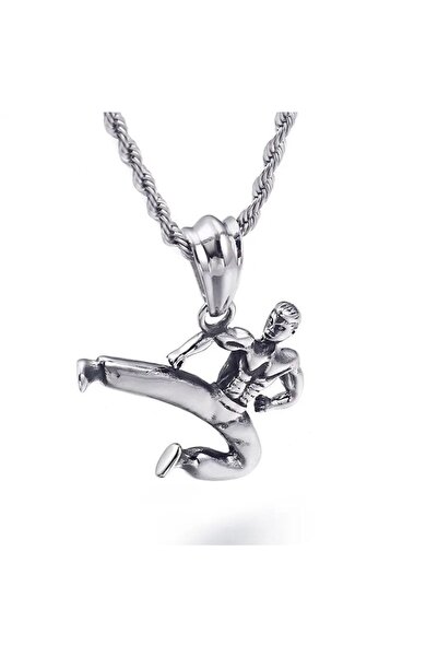 Herşey Nota Karete Kareteci Kolye Antik Gümüş Kaplama 60 Cm Düz Zincir