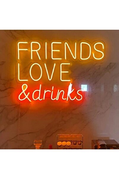 dekoraven Friends Love & Drinks Yazı Neon Led Tabela Dekoratif Aydınlatma(70x...