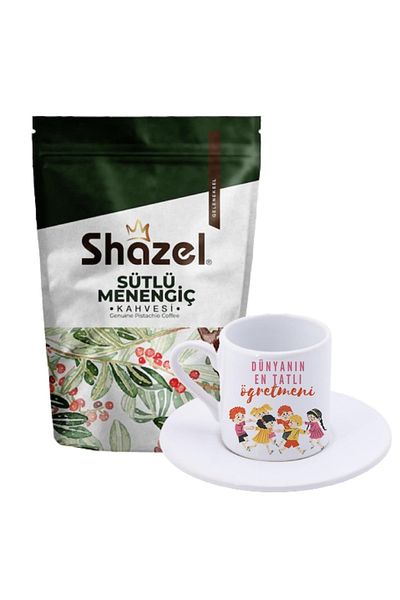 Shazel Menengic Coffee with Milk 200 gr+ Turkish Coffee Cup with the Sweetest Teacher Written