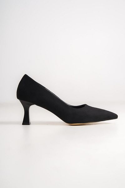 Modabuymus Kandy Black Suede Stiletto Goblet Heeled Shoes