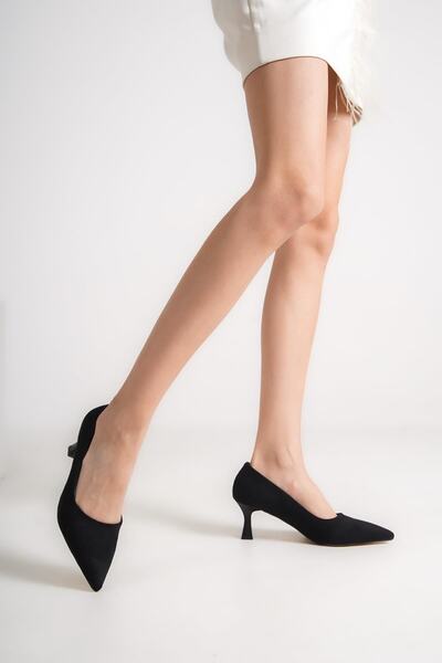 Modabuymus Pantofi cu toc stiletto din piele întoarsă neagră Kandy