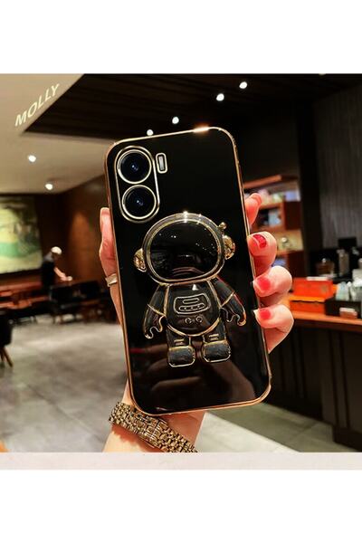 Molly Technology Huawei Nova 10 Se Için Siyah Astronot Standlı Kenarları Gold...