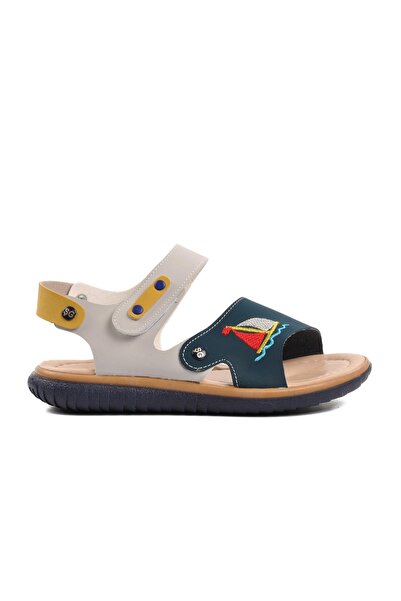AYAKMOD Mornarsko plavi nubuk-žuto-krem dečak Sandale