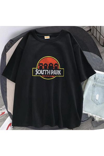 Touz Unisex Μαύρο μπλουζάκι Oversize - South Park Printed