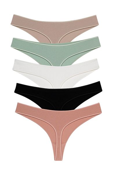 pink mood Comfy Cotton Thong 5 Pack