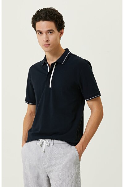 Network Lacivert Fermuarlı Polo Yaka T-shirt