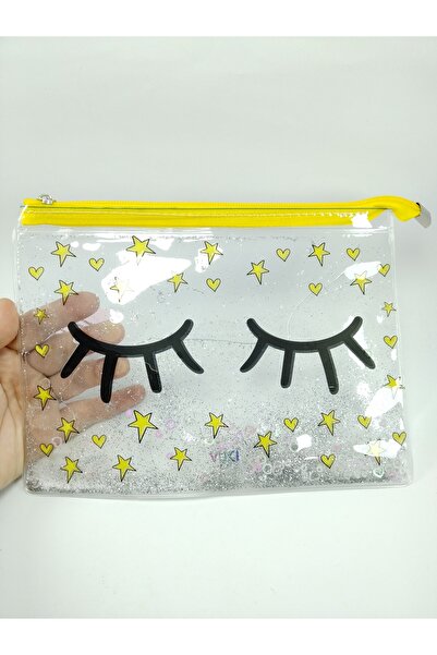 Ennea Art Geantă multifuncțională cu tema ochilor, transparentă, cu sclipici ...