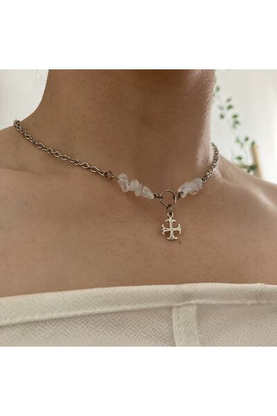 Lullaby Hologramlı Opal Fairycore Y2k Goth Hediyelik Tasarım Doğal Taş Kolye