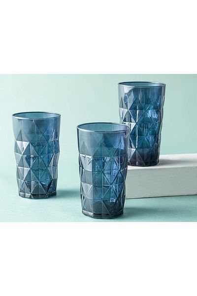 English Home Sofia Glass 3-Piece Soft Drink Glass 460 ml Dark Blue