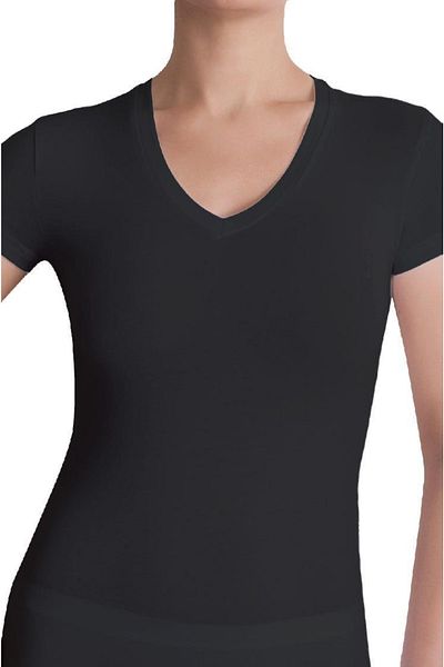 TheDon Organic Blended V-Neck Half Sleeve Women's Undershirt Black