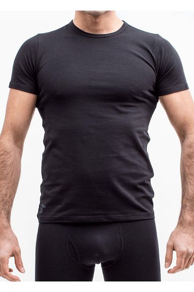 TheDon Ανδρικό εσώρουχο Organic Blended O Neck με μισό μανίκι μαύρο