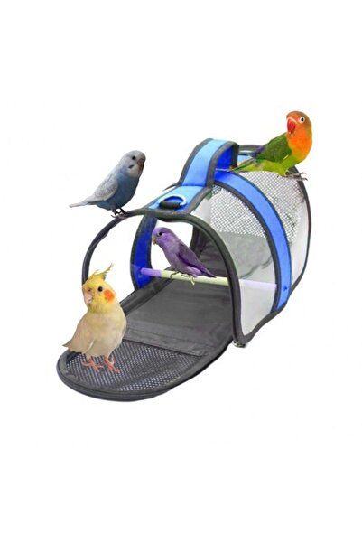 AlaPet Cennet Papağanı Taşıma Çantası (tünekli) Royal Capitano Mavi Kuş Taşıma Çantası (30cmx22cmx21cm)