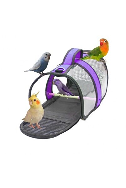 AlaPet Cennet Papağanı Taşıma Çantası (tünekli) Royal Capitano Mor Kuş Taşıma Çantası (30cmx22cmx21cm)