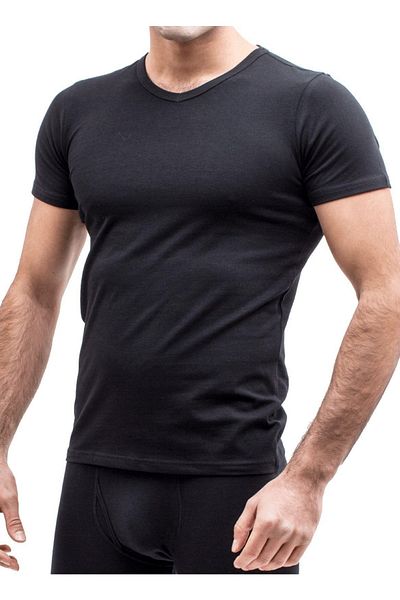 TheDon Ανδρικό εσώρουχο The Don Organic Blended V-Neck με μισό μανίκι μαύρο
