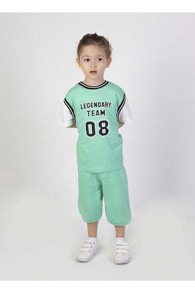 Harika KIDS Costum de bază pentru băiat, cu mânecă scurtă, imprimat legendar, până la genunchi, cu pantaloni scurți de baschet, 2-5 ani