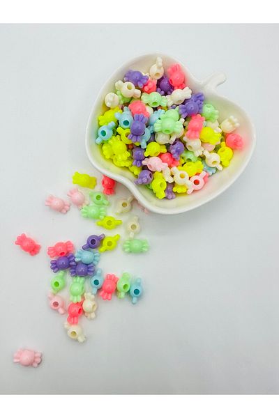 Egem aksesuar 20 Pieces of Mixed Color Figured Plastic Beads for Jewelry Making